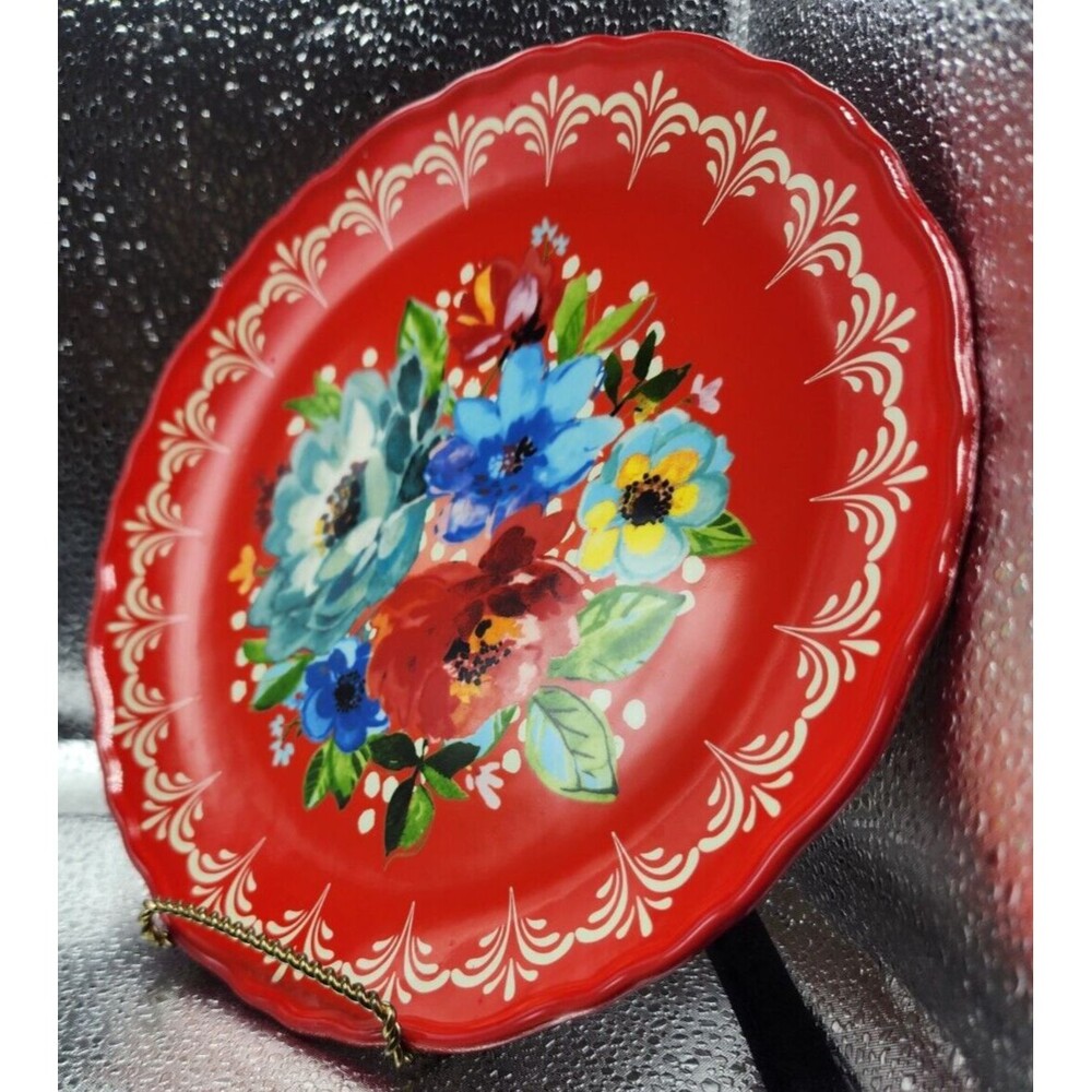 The Pioneer Woman Melody Red Floral Dessert/Salad/Small Plate (Set of 5) 8.5" - Picture 15 of 16